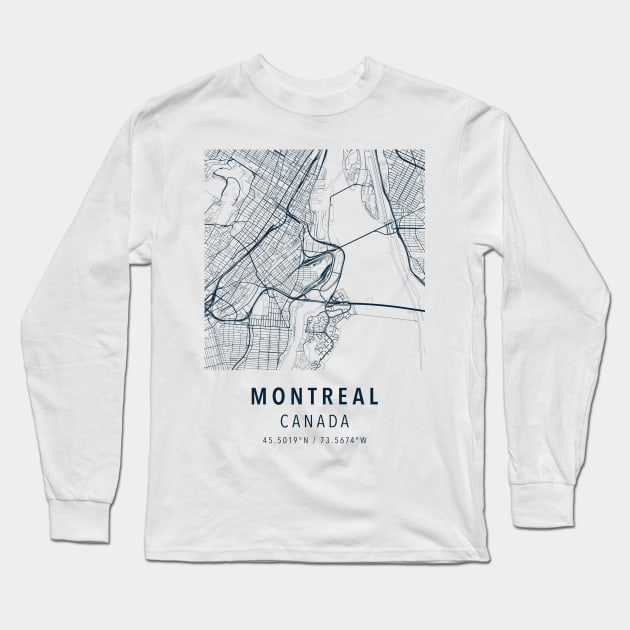 montreal simple map Long Sleeve T-Shirt by boy cartograph